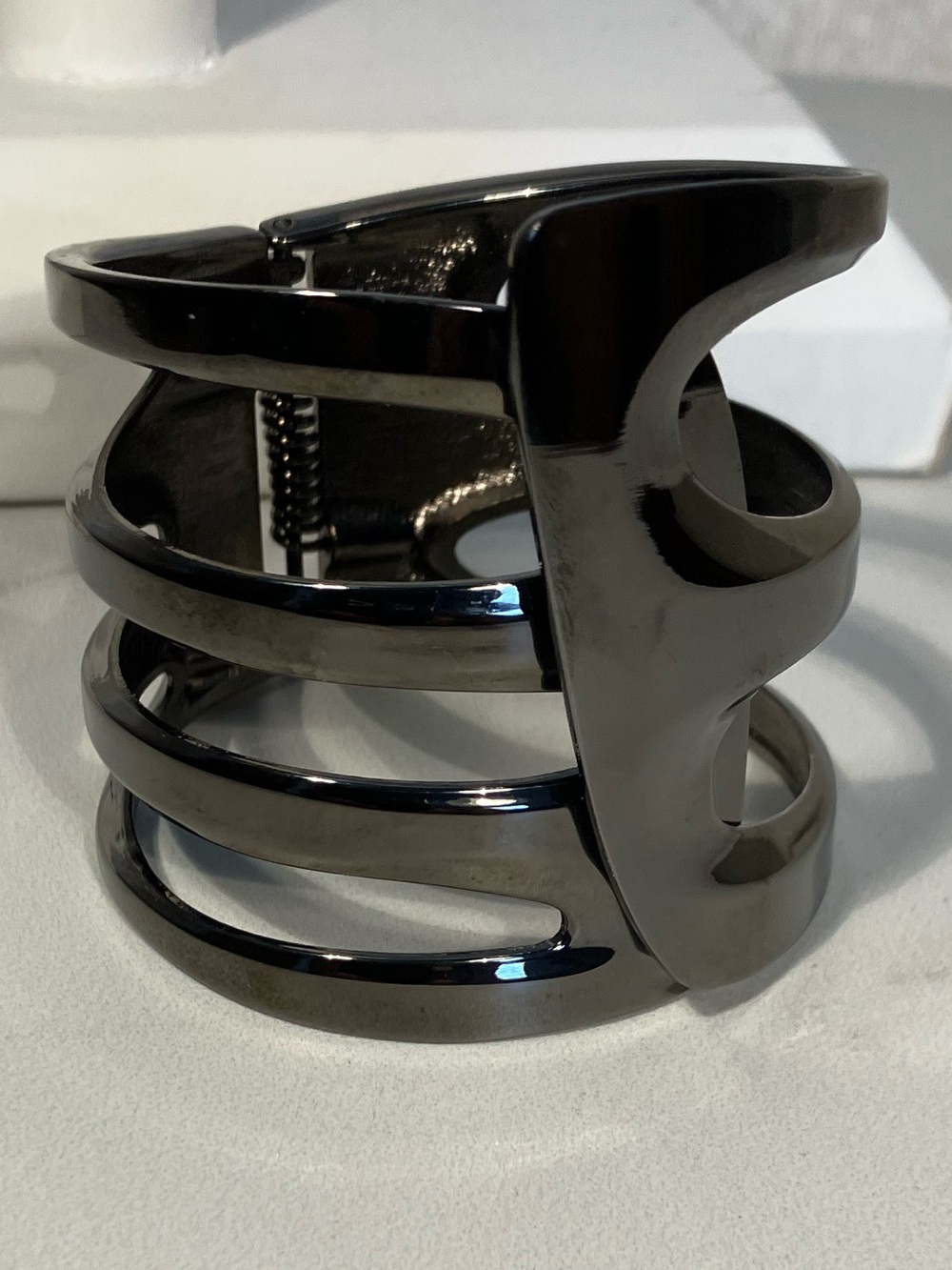 Sleek hematite Wide Cuff Bracelet bold comfortable design- Women Accessories